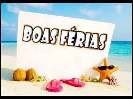 Cartaz de Boas Férias numa praia com coco e chinelos